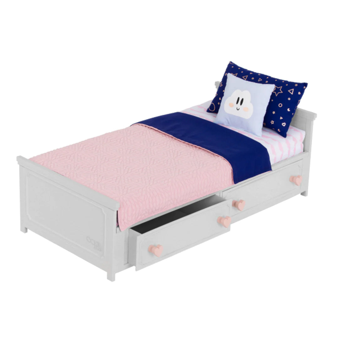 PLASTIC DOLL BED W/ BUILT-IN STORAGE DRAWERS